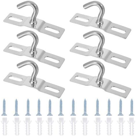 6 Pièces Crochet de Plafond, Plaques de Crochet, Plafonnier Plaque de Base, Acier Crochet de Plafond Robuste avec Vis pour Lampe Suspendue, Plante, Panier, Ventilateur (70mm) (1/5)