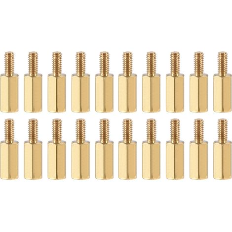 20 pcs M2.5 Écarteur Vis, Laiton Hex pcB Éloignements, Conserver Hauteur Cohérent, pour Carte Mère (Or Ton, 10mm+6mm) Laiton Hex pcB Éloignements, Conserver Hauteur Cohérent, pour Carte Mère (1/5)