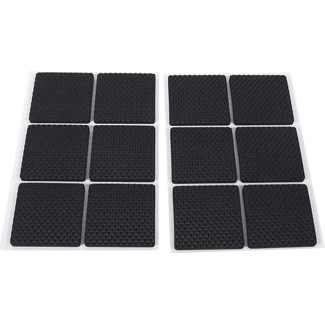 BRAVIX Tampons en Caoutchouc pour Pieds de Meubles, Protecteur de Meubles Léger Auto-Adhésif Pads Patins Protection de Table Pied Coussinet Tampon pour Pieds de Chaise Canapé,24 Pcs, Noir（Taille：4.6CM