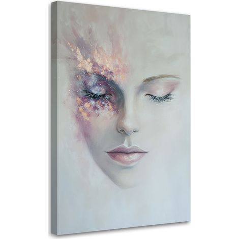 Quadro su tela, Astratti Ritratto di donna Grigio - 80x120 (1/3)