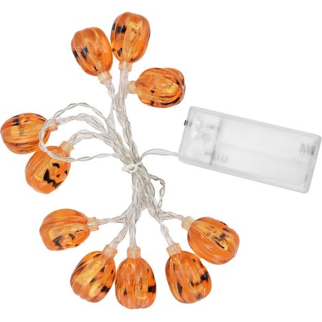 Guirlande lumineuse citrouille à 10 LED, fonctionne à piles, lampe décorative pour Halloween, idéale pour la maison, le jardin ou les fêtes. (1/5)