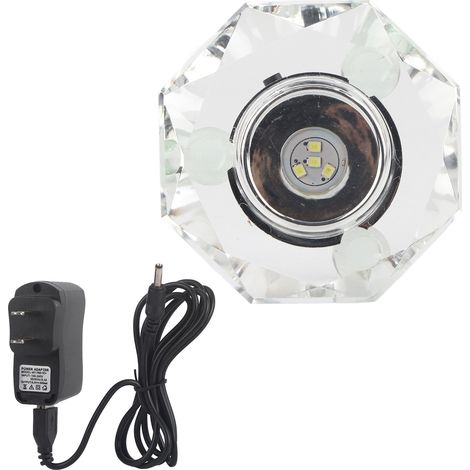 Lampe LED transparente avec socle en verre cristal, lumière blanche, support rond et adaptateur US inclus (1/5)