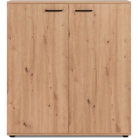 Calicosy – Meuble à chaussures chêne 2 portes battantes – 8 étagères internes – Capacité 24 paires – Dimensions 100x33,8x110h cm (1/5)