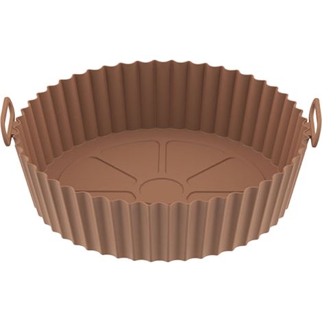 Tapis de friteuse rond en silicone alimentaire épais, flexible, facile à nettoyer et réutilisable, marron