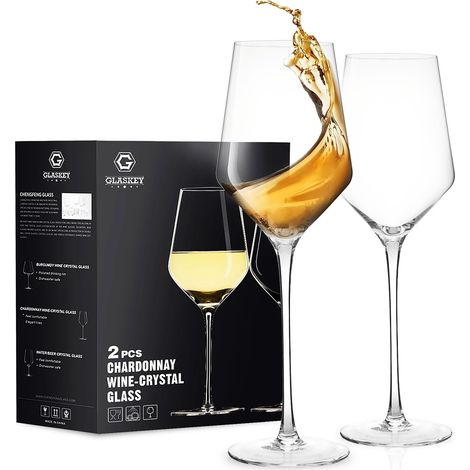 Lot de 2 Verres à Vin Blanc en Cristal Soufflé à la Bouche, Verres à vin Modernes de 450ml pour Vin Rouge et Blanc, Cadeaux pour un Usage Quotidien (1/5)