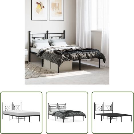 Metallbett -  Bettgestell mit Kopfteil Metall Schwarz 120x200 cm (1/5)