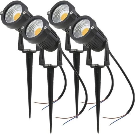 Set mit 4 5W 220V COB LED-Strahlern, verstellbare Gartenstrahler mit Erdspießen, Außenbeleuchtung für Garten und Terrasse (Warmweiß) (1/5)