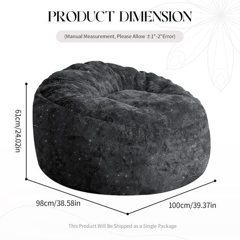 Fauteuil bean bag dossier haut courbé, soutien ergonomique corps entier, pouf relax immersif pour petit salon cosy, chambre cocooning et coin lecture (1/5)