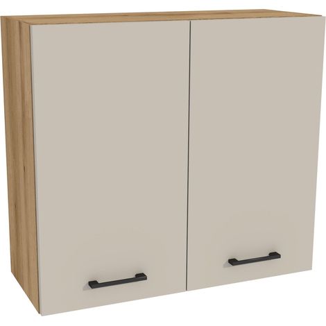 Mueble de cocina superior 80/72 Capri, cuerpo de roble, frontal Evoke, acabado cachemir mate. (1/3)