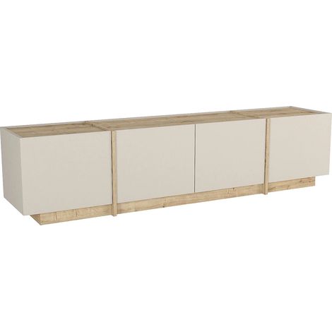 Meuble TV avec 4 portes - Beige et naturel clair - JEYANI (1/5)