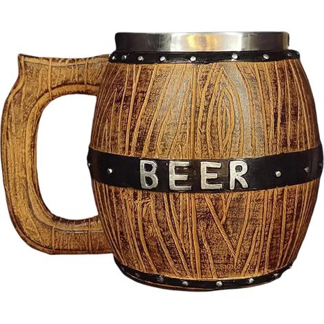 Chopes à Bière pour Hommes 550ml Acier Inoxydable Aspect Rustique  Chope À Bière Aspect Bois Accessoires Bar pour Maison Cuisine Bar et Restaurant Camping Fête Anniversaire Café Jus et (1/5)
