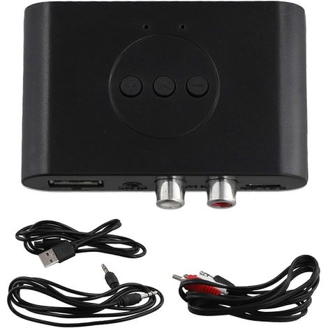 Récepteur audio Bluetooth 5.2, adaptateur sans fil stéréo avec interface AUX RCA 3,5 mm et microphone, compatible avec les kits d'amplificateurs pour haut-parleurs de voiture. (1/5)