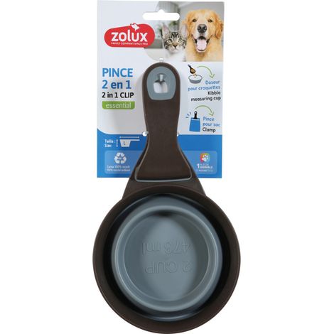 Pince 2 en 1 doseur silicone L 473 ml gris pour chat et chien - zolux (1/5)