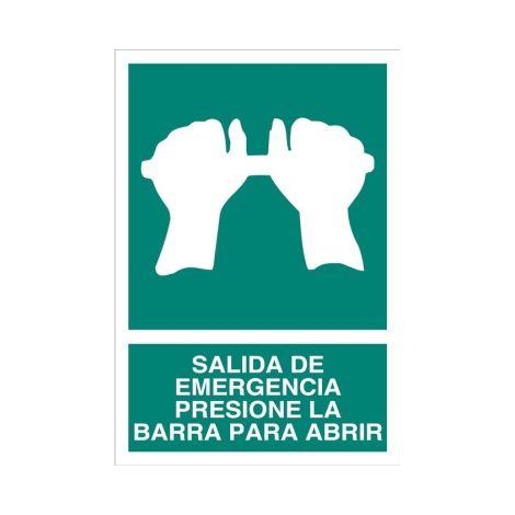 Señal Salida de emergencia Presione la Barra para Abrir                                                          210X148