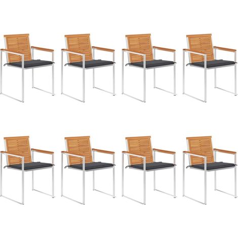 Garden Chairs 8 pcs with Cushions Solid Acacia Wood vidaXL (1/5)