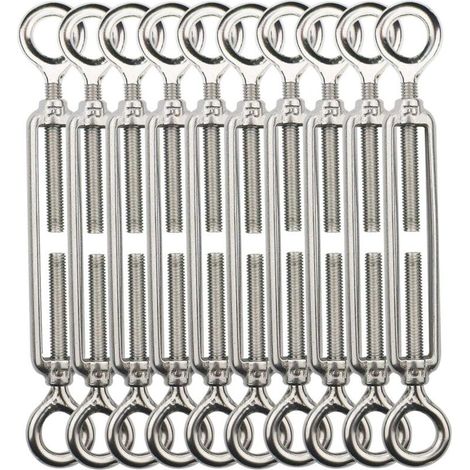 Tensor de cable M5 de acero inoxidable 304 – 10 unidades, ideal para lavanderías, barandillas y sistemas de suspensión.