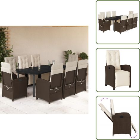 Cuscini da seduta - vidaXL Set da Pranzo da Giardino 9pz con Cuscini Marrone in Polyrattan - Cuscini da schienale