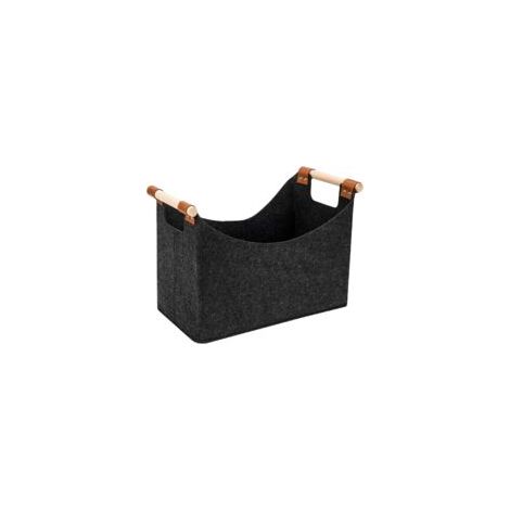 Porte-bûches en feutre, panier de rangement pour bois de chauffage, contenant en bois recouvert de feutre extra épais, poignée pliable et renforcée, 40 × 28 × 25 cm
