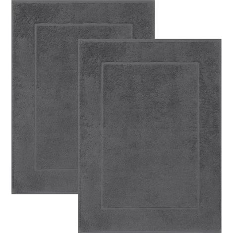Lot de 2 Tapis de Bain Premium de Taille 50 x 70 cm 100% Coton Color Anthracite (1/5)