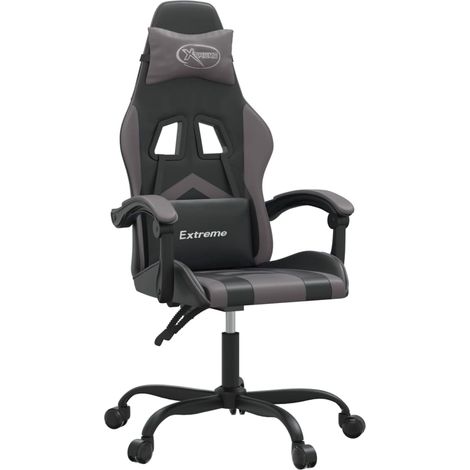 Maison Exclusive - Sedia da Gaming Nera e Grigia in Similpelle