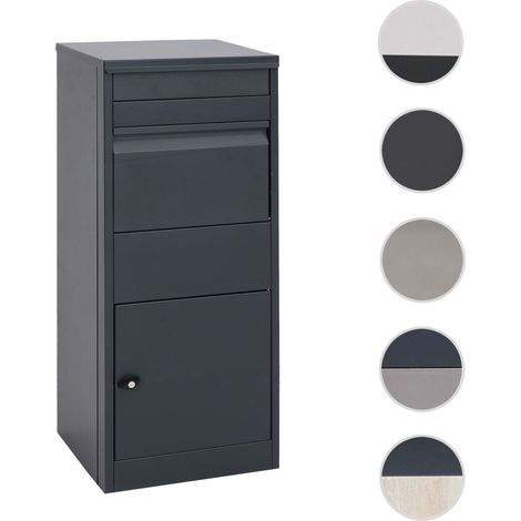 Mendler – Boîte aux lettres sur pied taille L – Acier galvanisé anthracite – Système d'introduction sécurisé pour paquets jusqu'à 36,5x33,5x25 cm (1/5)