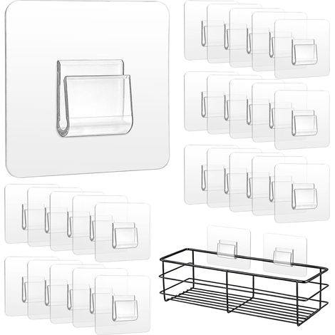 30 Pièces Crochets Adhésifs de Rechange pour Panier de Douche Crochets suspension pour Étagère d'angle,Accessoires Cuisine et Douche,Crochets Adhésifs Solides pour Salle Bain,Sans Perçage (1/5)