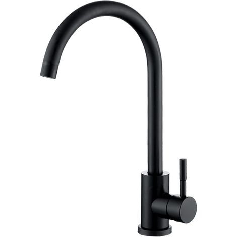 Grifo de cocina monomando con función giratoria de 360°, acabado en negro mate. (1/5)