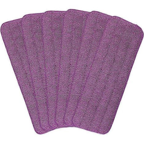 Lot de 6 têtes de balai plates en microfibre (42 cm x 14 cm) - Lavables en machine (violet) (1/5)