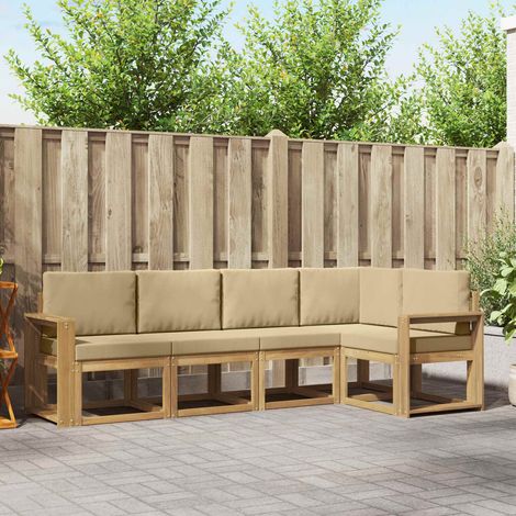 vidaXL Ensemble de canapés d'extérieur 5 pcs Blanc et Beige