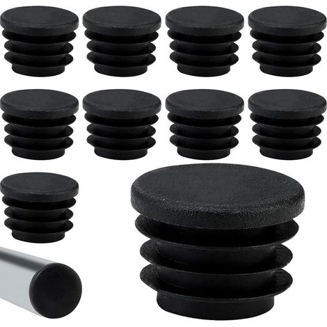 10 Pièces Bouchons à Lames Ronds 20mm pour Tubes Ronds, Pied de Chaise en Plastique, Protège-Embouts et Protège-Pieds de Meubles pour Pieds de Meubles et Embouts de Tubes - Noir (1/5)
