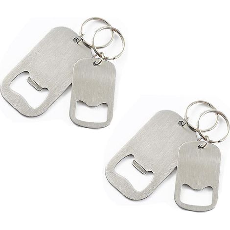 Set mit 4 silbernen Edelstahl-Schlüsselanhänger-Flaschenöffnern (1/5)
