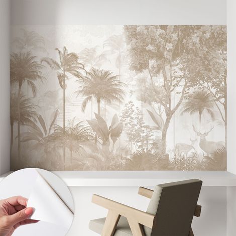 Papier peint adhésif décoratif pour salon chambre et cuisine Facile à poser avec colle Paysage tropical 104x70 cm (1/5)