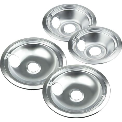Verchromte Tropfschalen, kompatibel mit GE-, Hotpoint- und Kenmore-Elektroherden – Ersatz für WB31T10010, WB31T10011 (4er-Set, 2 Stück 6 Zoll und 2 Stück 8 Zoll)