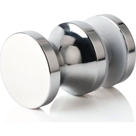 Poignée de Porte Douche Ronde Poigné de Porte en Verre Salle de Bain, en Acier Inoxydable SUS304, Finition Chromée Polie, EL9000 (1/4)