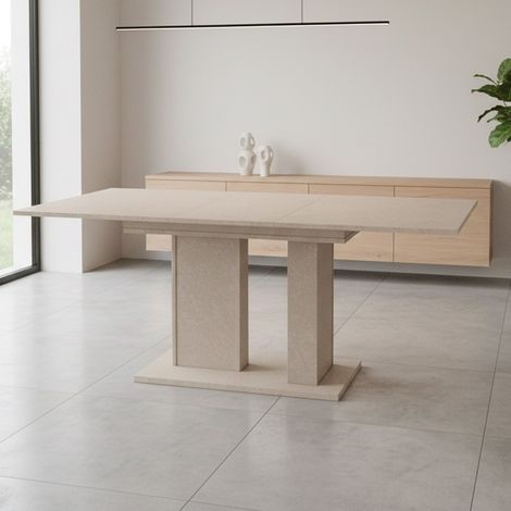 Tavolo allungabile Sone con allunga centrale 40 cm colore cashmere 130x85x75H (1/5)