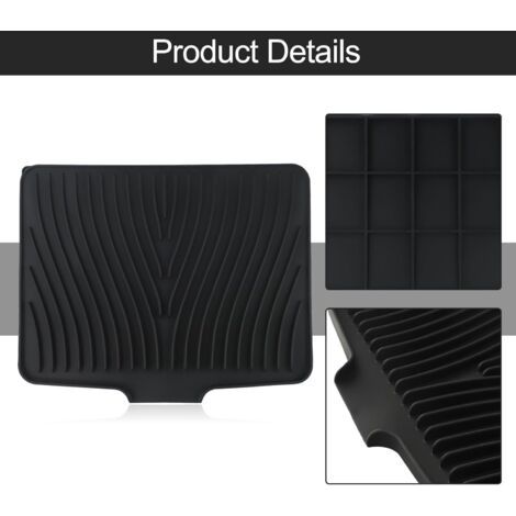 QORVA-Tapis de séchage en silicone, 40 cm, résistant à la chaleur, facile à nettoyer, pour plan de travail de cuisine (noir) (1/4)