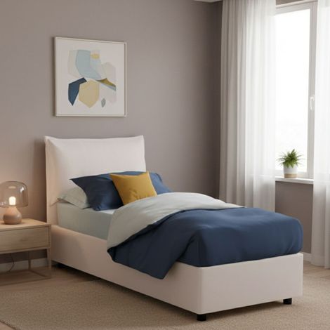 Talamo Italia Einzelbett Ester, Containerbett mit Kunstlederbezug, 100% Made in Italy, Frontöffnung, passend für Matratze 80x190 cm, Weiß (1/5)