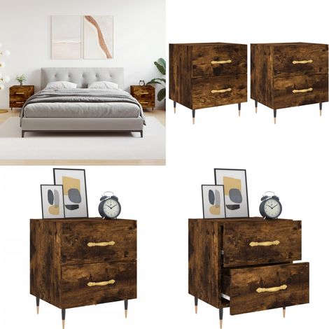 Nachttische 2 Stk. Räuchereiche 40x35x47,5 cm Holzwerkstoff - Nachttisch - Holznachtisch - Wohnzimmerdeko - Beistelltisch - Möbel - Home & Living (1/5)
