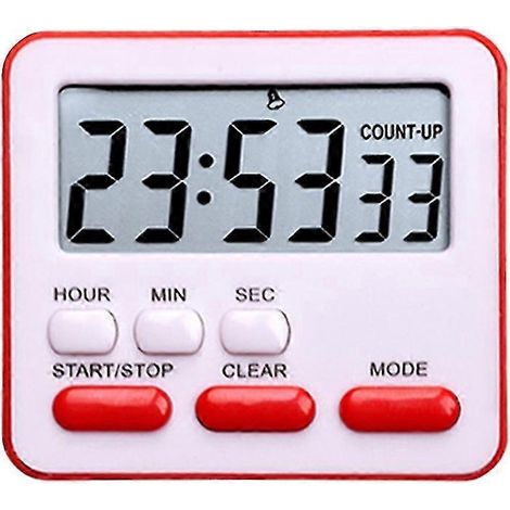 Minuteur de cuisine, réveil, minuteur de cuisson numérique, minuteur magnétique à compte à rebours, grand rouge (1/5)