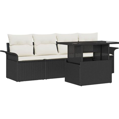 Maison Exclusive - Set Divano da Giardino 5 pcs Nero Rattan in Polipropilene