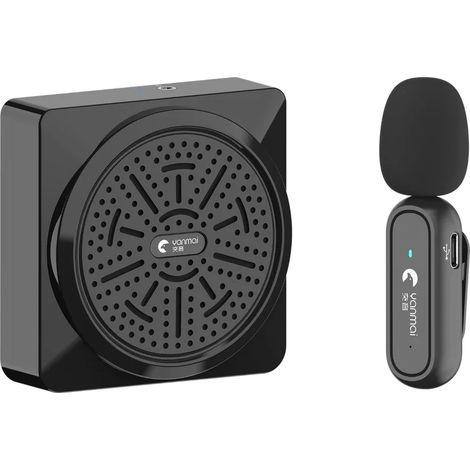 Mégaphone sans fil rechargeable (noir) avec microphone cravate sans fil 2,4 GHz (1/4)