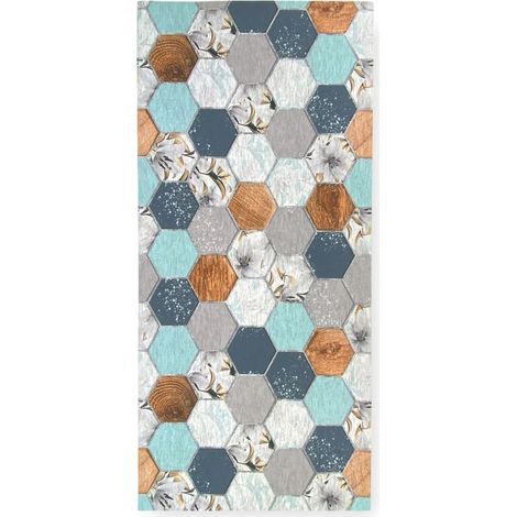 Tapis de cuisine antidérapant lavable 50x120 cm – Support PVC pour sécurité – Design moderne hexagonal – Fabriqué en Italie (1/5)