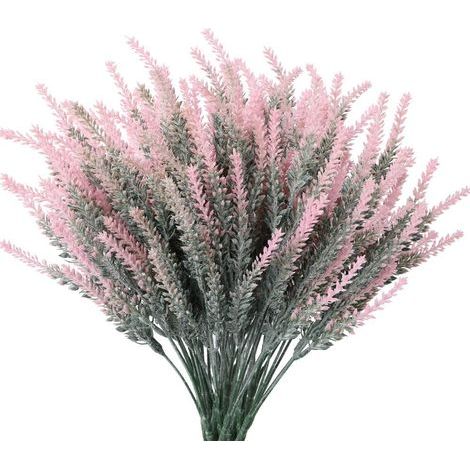 Fleurs de Lavande Artificielles Faux Plantes avec Bouquet Mariage en pour Centres Table Maison Cuisine 10 Pcs Plastique Rose