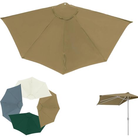 Housse de rechange demi-parasol 5 baleines, 2,7 m (Kaki) (1/5)