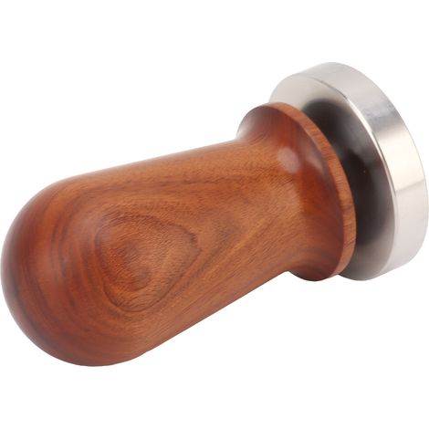 Tasseur à café avec base plate en acier inoxydable et manche en bois, outil de tassage de la poudre de café, 53 mm / 2,1 pouces (1/5)