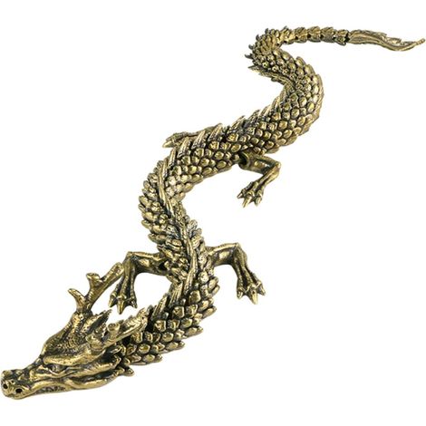 Dragon en Cuivre 3D Sculpture Artisanale Décoration de Bureau et Maison Amulette Symbole de Prospérité Présent Nouvel an (1/5)