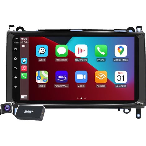 Autoradio, Smartphone-Integration, Audioplayer, kompatibel mit Mercedes Benz W169 W245 B200 W906 Sprinter W639 Vito, 4-64G-DAB-Kamera, Quad-Core-d (1/2)