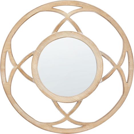 Espejo decorativo redondo moderno para pared ø 60 cm hecho a mano marrón claro Iztapalapa
