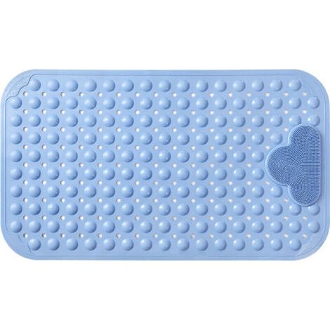 Tapis de Douche Antidérapant 70 x 40 cm Tapis de Bain de Massage,Tapis de Baignoire avec Trous de Drainage et Ventouses - Bleu (1/4)
