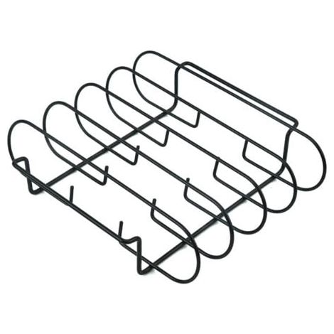 (Noir)Support à Côtes Barbecue,BBQ Rib Rack Support,Support pour Côtes Barbecue Métal,Support de Côtes Griller Fumer,Support de Poulet à Griller,pour Griller Steaks,Côtes Levées,Poulet Grillé (1/5)